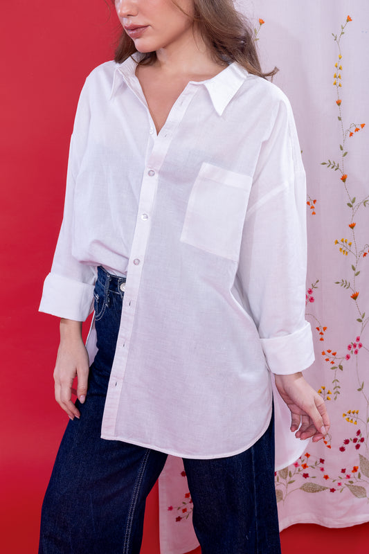 White Mist – Oversized Linen Shirt
