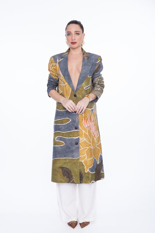 Lotus Bloom Hand-Painted Coat