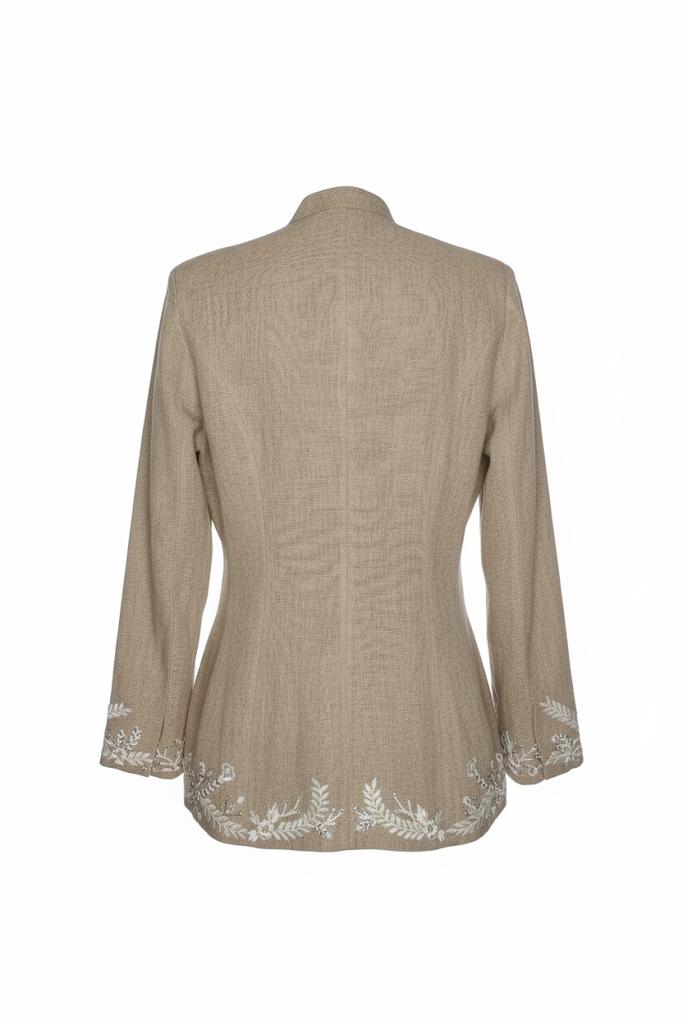 Beige Meadow Embroidered Linen Jacket