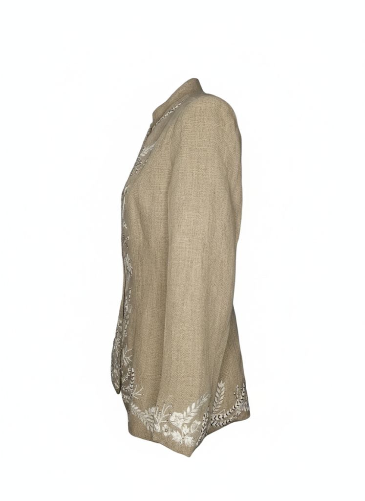 Beige Meadow Embroidered Linen Jacket