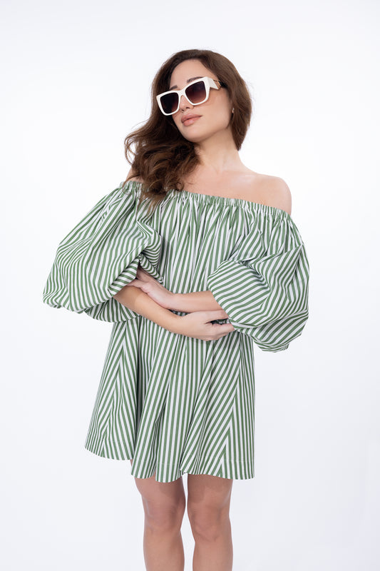 Palm Breeze Off-Shoulder Dress