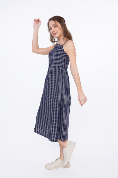 Midnight Grid Cotton Dress