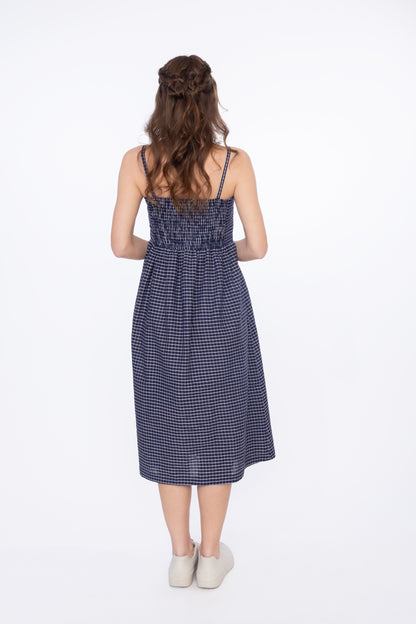 Midnight Grid Cotton Dress