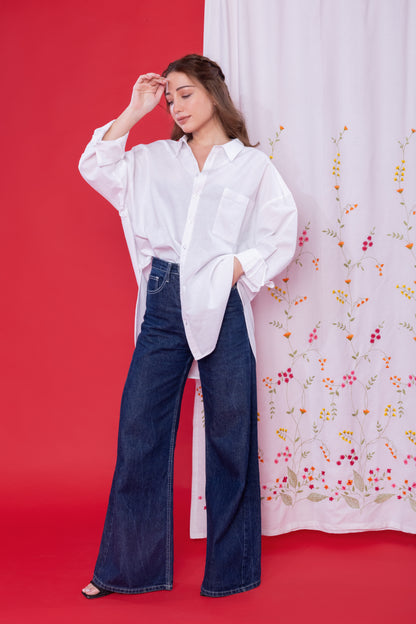 White Mist – Oversized Linen Shirt