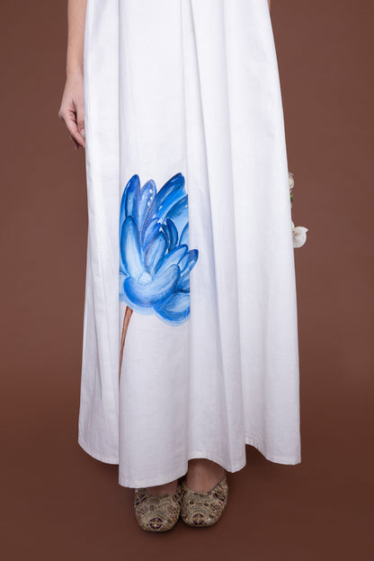 Blue Bloom – Strapless Cotton Maxi Dress