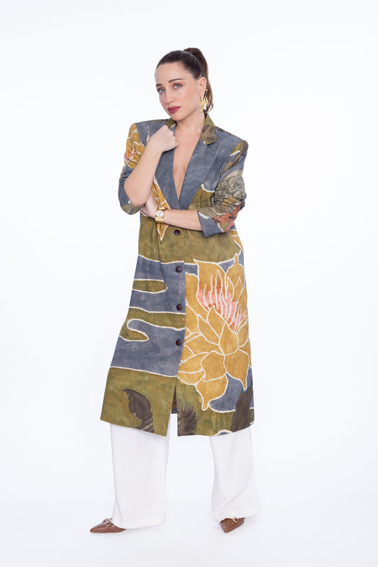 Lotus Bloom Hand-Painted Coat