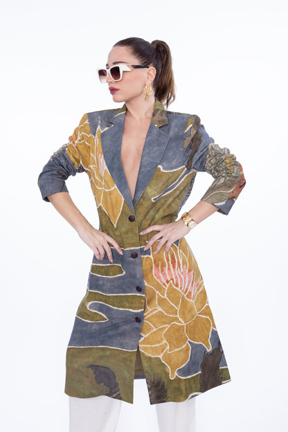 Lotus Bloom Hand-Painted Coat