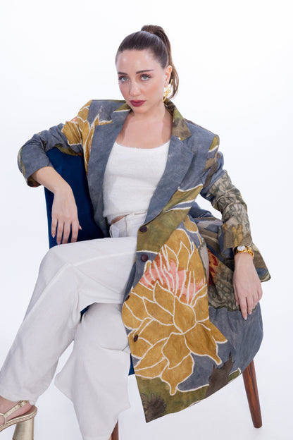 Lotus Bloom Hand-Painted Coat