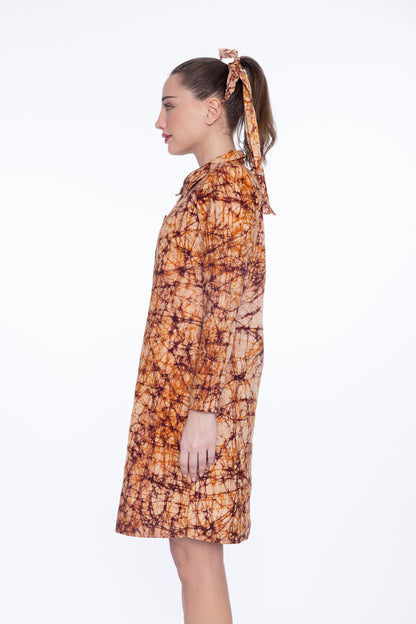 Earthlines – Rust Batik Cotton Shift Dress