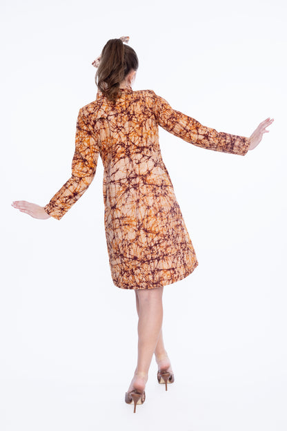 Earthlines – Rust Batik Cotton Shift Dress