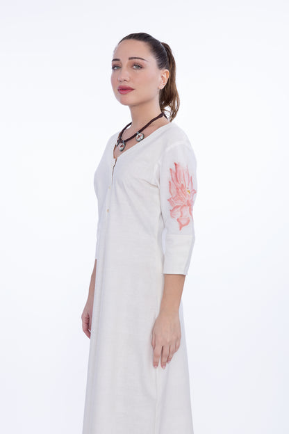 Lotus Whisper – Button-Down Cotton Dress