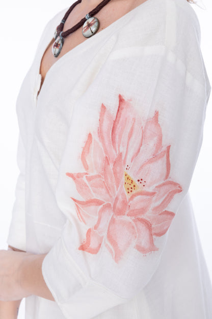 Lotus Whisper – Button-Down Cotton Dress
