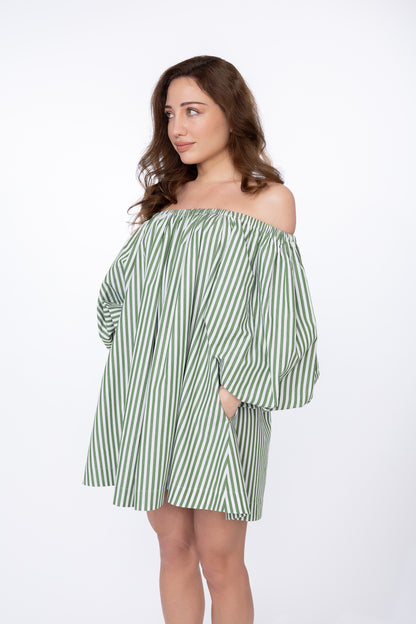 Palm Breeze Off-Shoulder Dress