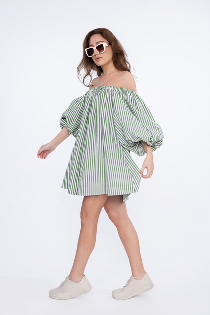 Palm Breeze Off-Shoulder Dress