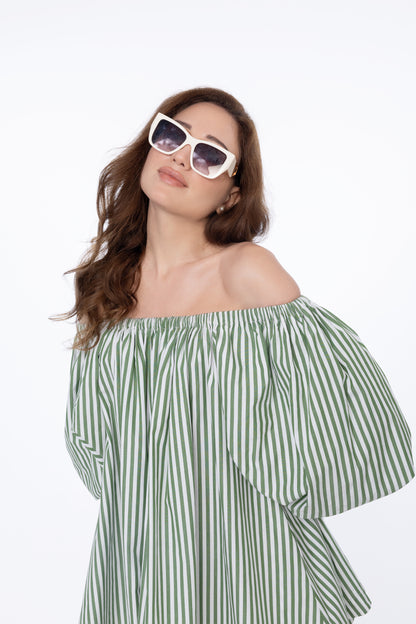Palm Breeze Off-Shoulder Dress